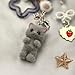 AGEN KGEN Cute Cat Keychain, Fuzzy Decor Gifts for Cat Lovers, Y2K Heart Bow Pendant, Kawaii Bag Charm for Women & Girls (2x Fish White Grey Cats)