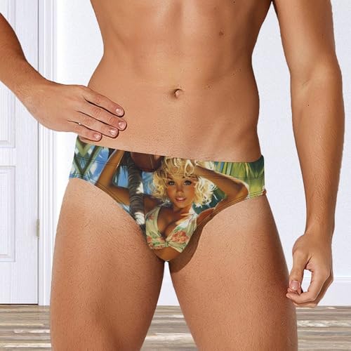 Pacificaisland Coconut Pin-Up Girl Mens Swim Briefs Quick Dry Swim Trunk Bikini Underwear Swimsuit4