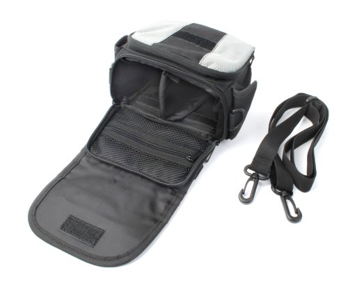DURAGADGET Durable Pouch with Shoulder Strap - Compatible with Samsung WB1100F | WB2200F | HMX-F90 | Sony Handycam CX190 | Sony Handycam PJ200 Full HD Camcorder - Black | Sony HandyCam XR260