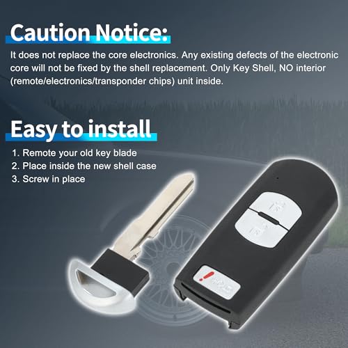 Coque de clé Mazda 3 2014-2018 de haute qualité avec 3 boutons - 7