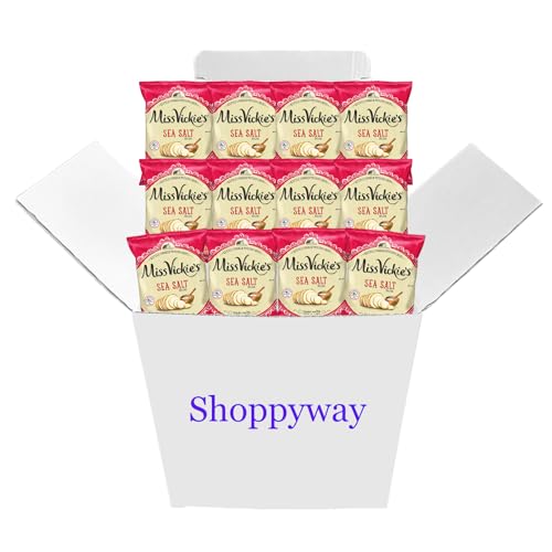 Miss Vickie's Sea Salt Kettle Cooked Potato Chips, 1.37 oz Bags, Pack of 12 Bundled by Shoppyway