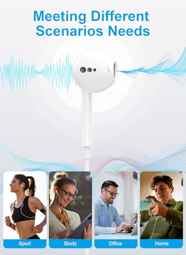 USB C Headphones for iPhone 17 16 15, Wired Earbuds USB C with Microphone & Volume Control, for Apple Headphones Wired, Earphones for iPhone, Android, iPad, Galaxy S25 S24 Ultra, Pixel 9 【2 Packs】 - image 7