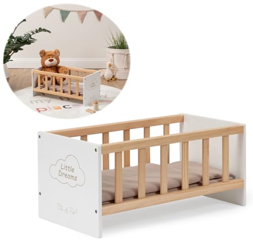 ELLA & PIET® Puppenbett Sleepy Little Dreams aus Holz (Weiß-Schlamm)
