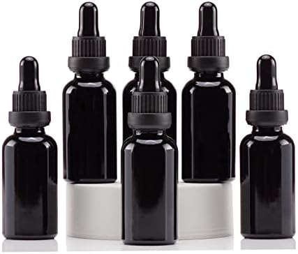 Yizhao Amber Glass Dropper Bottles 50ml, with Glass Pipette Dropper, for Essential oil, Aromatherapy, Laboratory, Massage, Makeup, Mixing, Travel 6Pcs