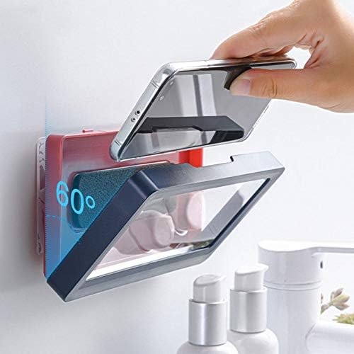 Wall-Mounted Storage Rack Shelf Mobile Phone Waterproof Storage Box Organizer for Kitchen Bathroom to Watch Movies Touchable (Color : B) (A) image 3