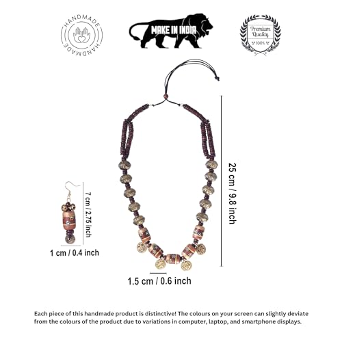 Image of AAKRITI ART CREATIONS Handcrafted Women's Jewelry Set - Elegant Ethnic Necklace and Earrings, Statement Fashion Accessories for Parties & Festivals