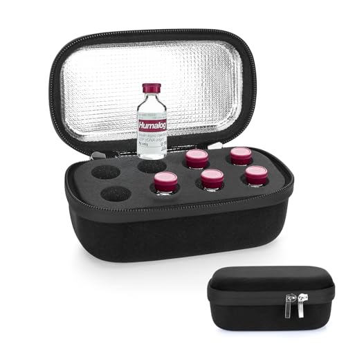 Image of YOUSHARES Insulin Fridge Holder Storage Case Organizer, peptide Vial Organizer Bag Fits Standard 10ml U-100 Vials, Built-in Aluminium Foil | Safe and Reliable Bottle Protector