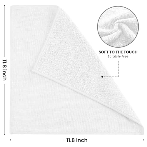 Image of SIFANGKE Microfiber Cleaning Cloth, 12 Pack Lint-Free and Highly Absorbent Rags, White Reusable Microfiber Towels for Car, Kitchen, Bathroom and Household Cleaning Supplies, 11.8 inchX11.8 inch