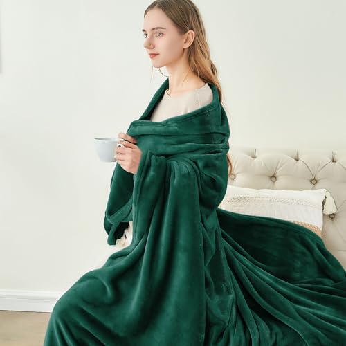 Image of BEDELITE Fleece Blanket Twin Size Forest Green Throw Blankets for Couch & Bed, 300GSM Luxury Plush Cozy Fuzzy Blanket 60x80 inches, Super Soft Warm Lightweight Throw Blanket for Travel Camping