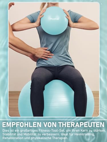 Gymnastiekbal, 55 cm dik, groen en 23 cm, pilatesbal, set, anti-burst, antislip, balansbal, yogabal voor thuis, sportschool en kantoor - Afbeelding 6