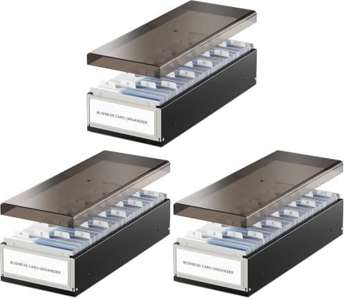 Image of MaxGear Business Card Holder for Desk, Capacity: 800 Cards (3.5 inch x 2.2 inch) (Pack of 3)