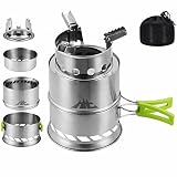 yETO Campingkocher Holzofen Kocher Holzvergaser tragbar leicht mit Klapp Anti-Verbrühungs-Griff Hobo Kocher Edelstahl für Picknick