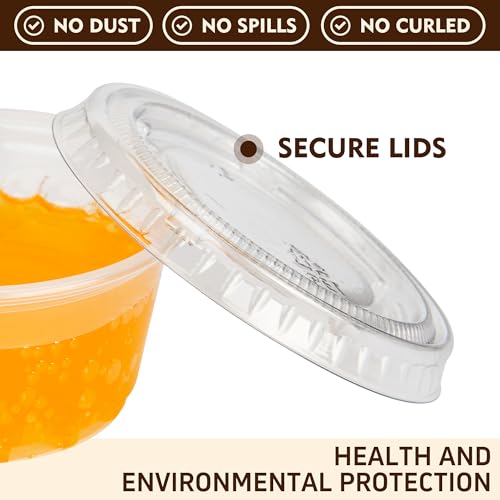 Image of YEEHAW 200 Sets - 2 oz Jello Shot Cups with Lids, Clear Disposable Plastic Cups for Meal Prep, Salad Dressing, Souffle, Portion Containers