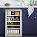 GE Wine Cooler & Beverage Refrigerator | Mini Fridge With Lock & Key Included | Complete With Oak Shelving, Glass Exterior & Warm Interior Lighting | Fits 109 Cans or 31 Wine Bottles | Stainless Steel