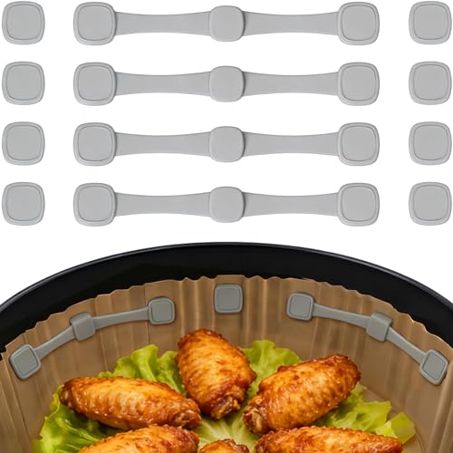 FURNSII 12 Pack Aimants pour Air Fryer Papier, Aimant en Silicone Airfryer Accessoires Magnétiques Sans BPA, Papier Cuisson Fixateur Magnet pour Ninja Cosori Friteuse à Air