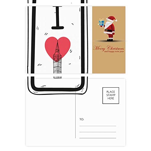 Cartes postales I Love London du Père Noël en lot de 20 pièces pour correspondance