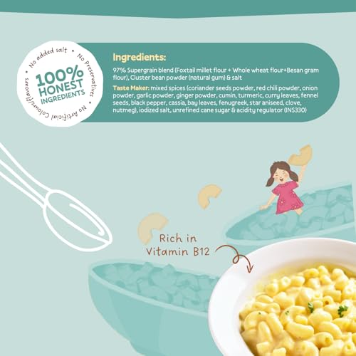 Image of Hungrybums Foxtail Macaroni Pasta with Tastemaker - Pack of 2 (180gm each) | Sun Dried, Vegan Macaroni | Rich in Magnesium and Vitamin B12 | No Maida Pasta | No MSG, No Preservative