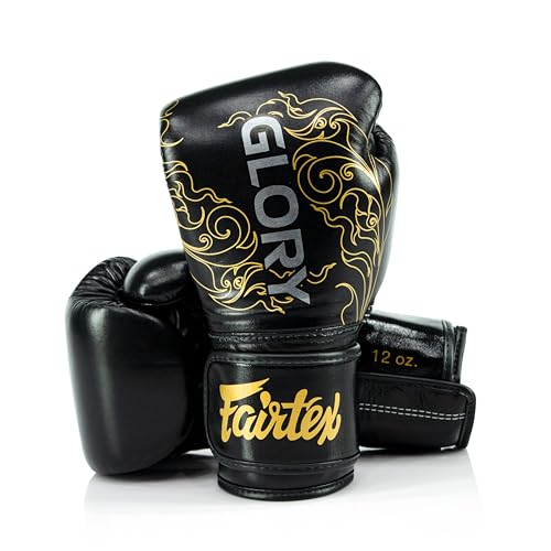 Fairtex Glory Kickboxing Gloves - Limited Edition (Black/Gold - BGVG3, 14 oz)