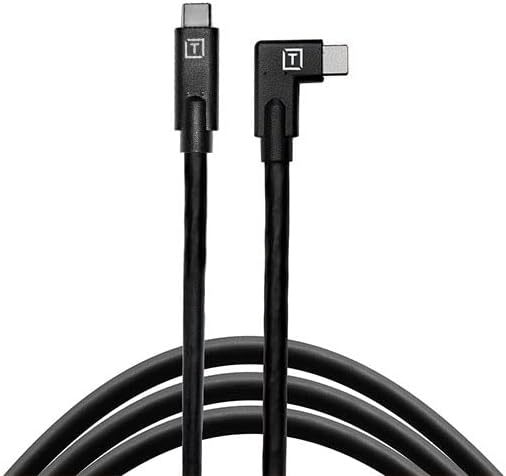 TetherPro USB-C to USB-C 5Gbps Gen 1, Right Angle, 15' (4.6m), Non-Reflective Black
