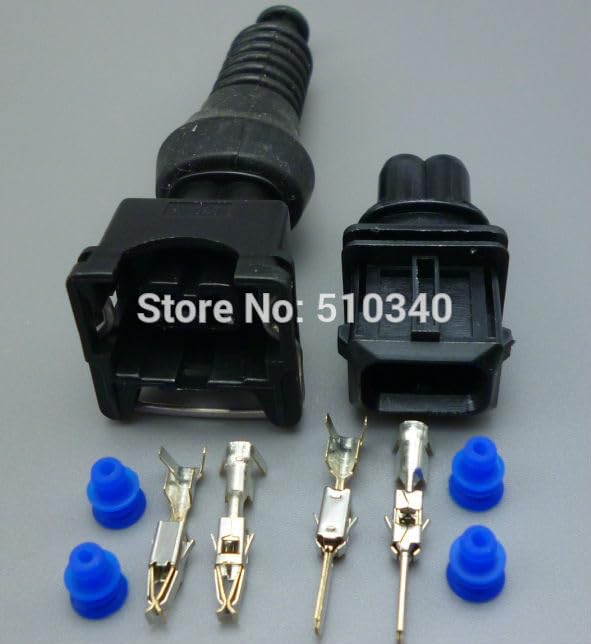 100set 2 pin Waterpfoof Electric Car Connector Injector Plug Oil to Gas, methanol Conversion Plug Connector