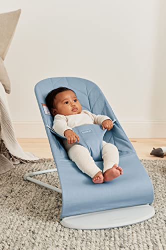 BabyBjörn Bouncer Bliss, Cotton, Petal Quilt, Blue - Thumbnail 2
