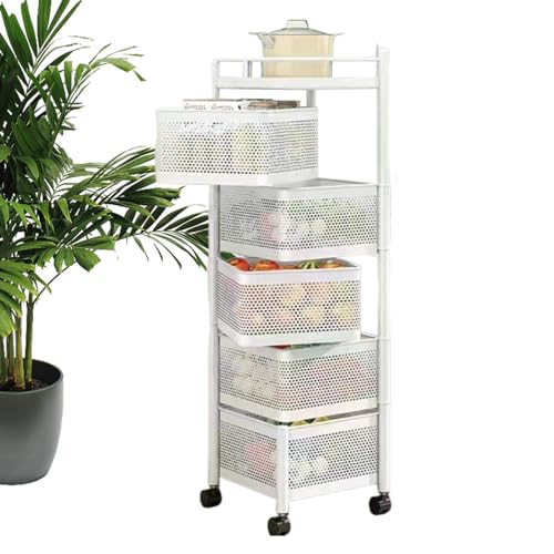 Carrito de cocina con ruedas y cestas de alambre transpirables 4