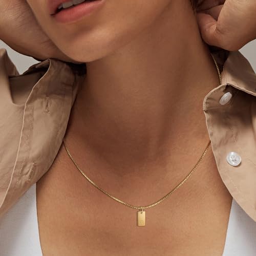AILUOR Initial Necklaces for Women, 14K Gold Plated Letter Name Pendant Necklace Dainty Personalized Initial A-Z Tag Choker Necklace for Women Trendy Gold Jewelry Gift for Women (Initial A, Gold) by AILUOR - Used condition - Image 3