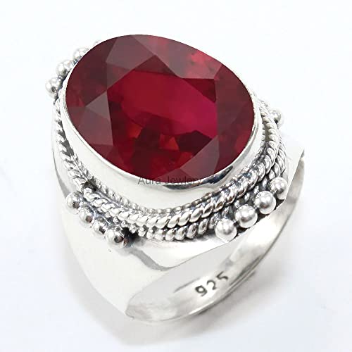 Sterling Silver 925 Ring For Womens & Girls Ruby Ring Sterling Silver Wedding Ring July Birthstone Oval Gemstone Ring #TOP2