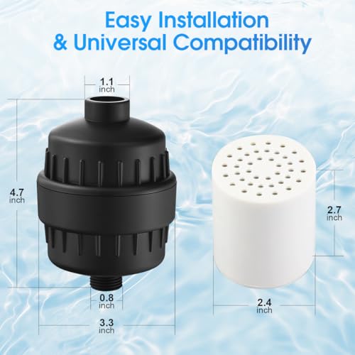 20 Stufen Duschfilter mit Lüfterblättern, Vitamin C für Hartes Wasse, Kalkfilter Wasserfilter Dusche KDF Filtersystem zur Entfernung von Fluorid und Chlor, Shower Filter Chrom