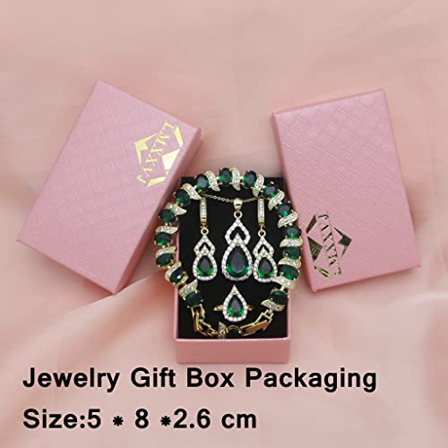 Lmxxvj Created Green Emerald Jewelry Set Yellow Gold Plated Earring Open Ring Necklace Bracelet Set Prom Mother’s Day Jewelry Gifts For Mom/Wife/Sister/Best Friend #TOP4