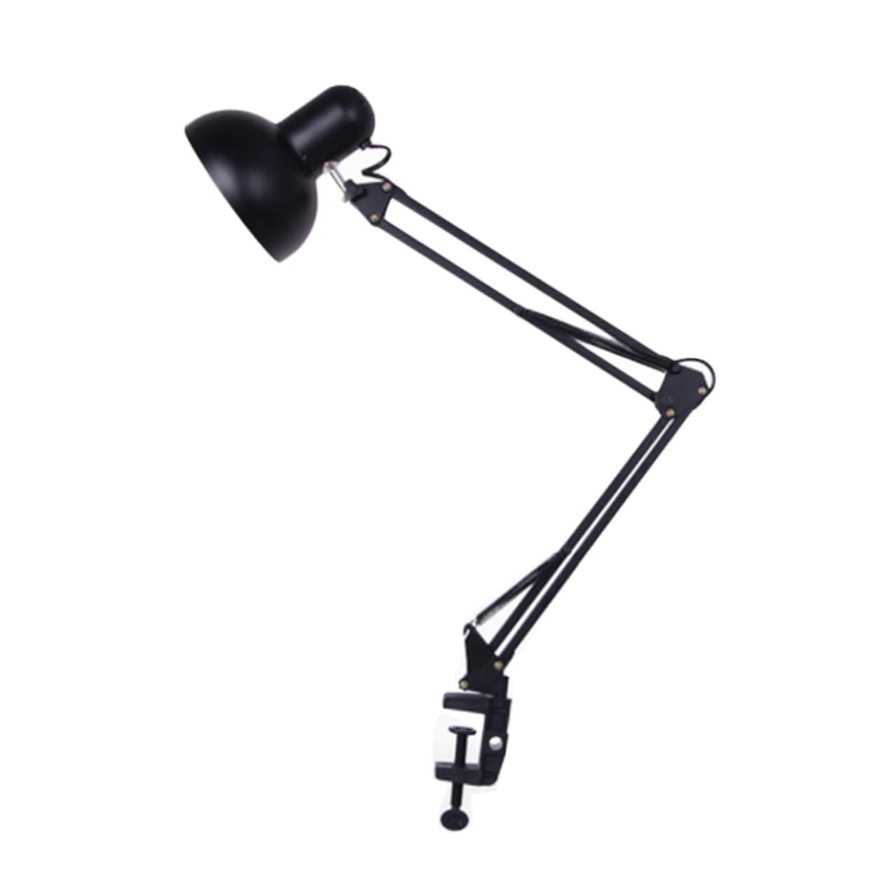 WOONEKY Lámpara de Escritorio Negra Brazo Oscilante Flexible y Abrazadera, Metal, sin Bombilla, Adecuado para Oficina y Hogar