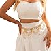 Metal Beaded Link Chain Belly Belt,Gold Multi-layered Tassel Waist Chain Belt,Outfit Dress Jean Pants Heart Pendant Waist Belt for Women (Gold)