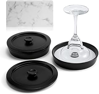 Ceramic Margarita Salt Rimmer Set of 2 with Lids, Home Bar Accessories Margarita Gift Bartender Kit, Salt Sugar Tajin Glass Rimmer for Cocktails, Black