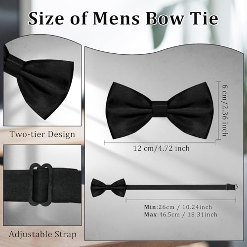 Image of LJBFNN Mens Bow Tie, Clip on Pre Tied Bow Ties for Men Solid Color Adjustable Tuxedo Bowties for Suit Wedding Graduation