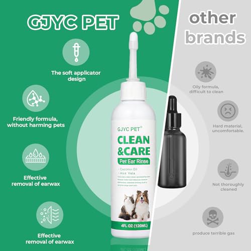 120ml Ohrenreiniger für Hunde,Sanfte Ohrenpflege für Hunde,wirkende Ohrenpflege für Hunde,Hund Ohrentropfen stoppen Ohren Juckreiz,Haustier Ohrreiniger für Hunde und Katzen