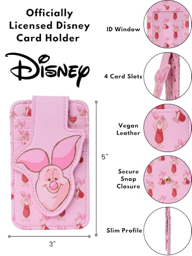 Image of Disney Card Holder Women Slim Wallet Small Piglet Pink