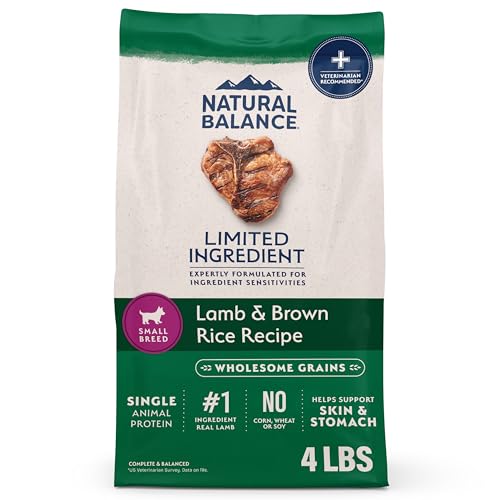 Natural Balance Limited Ingredient Small-Breed Adult Dry Dog Food with Healthy Grains, Lamb & Brown Rice Recipe, 4 Pound (Pack of 1)