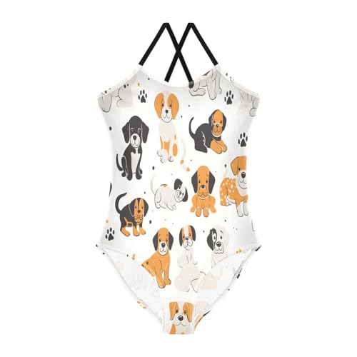 Dogs Paws Girls One-Piece Swimsuit Quick Dry Beach Swim Bathing Suit