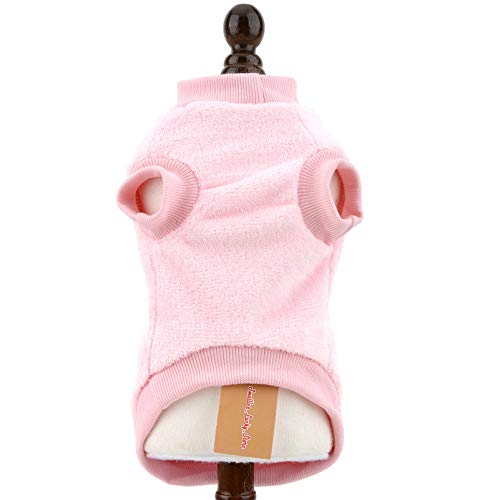 Smalllee Lucky_Store Haustier-Pullover für kleine Hunde, Katzen, Mädchen Jungen gemütlich weich Warmer Fleece Wintermantel Welpen Yorkie Chihuahua Kleidung, Blumenmuster, Babyrosa, Größe S