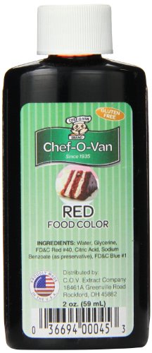 Chef-O-Van Food Coloring, Red, 2 Ounce