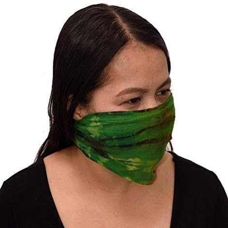 Tie-Dye Headband/Mask Combo Reverse Tie-Dye Thailand Mudmee Spandex Rayon Hair Wrap Boho Headband Bohemian Hair Wrap Women's Headband
