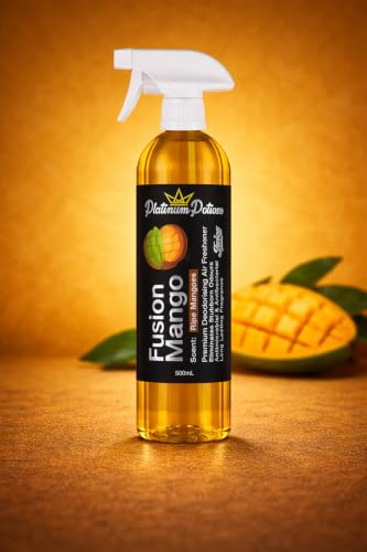 Image of Water-Based Car Air Freshener Spray | Luxury Automotive Deodorizer | Mold-Resistant Formula | Eliminates Odors and Refreshes Vehicle Interior | 17 fl oz | Fusion Mango