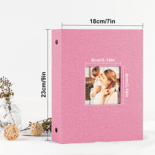 Benjia Photo Album 6x4 Slip in, Linen 200 Pockets Photo Albums Holds Landscape Only 10x15cm Picture Pink 2 Packs - Image 2