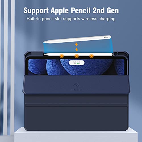 Image of Fintie Hybrid Slim Case for iPad Pro 11-inch (4th / 3rd Generation) 2022 /2021 - [Built-in Pencil Holder] Shockproof Cover w /Clear Transparent Back Shell, Also Fit iPad Pro 11 inch 2nd Gen, Navy