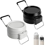 2Pcs Lid Replacement for Stanley Quick Flip GO, Cover Cap for Stanley Quick 24oz/36oz, BPA-Free Push Button, Leakproof Flip GO Lid with Carry Loop for Travel/Sports, No Spill Reuse Top, Gray Black