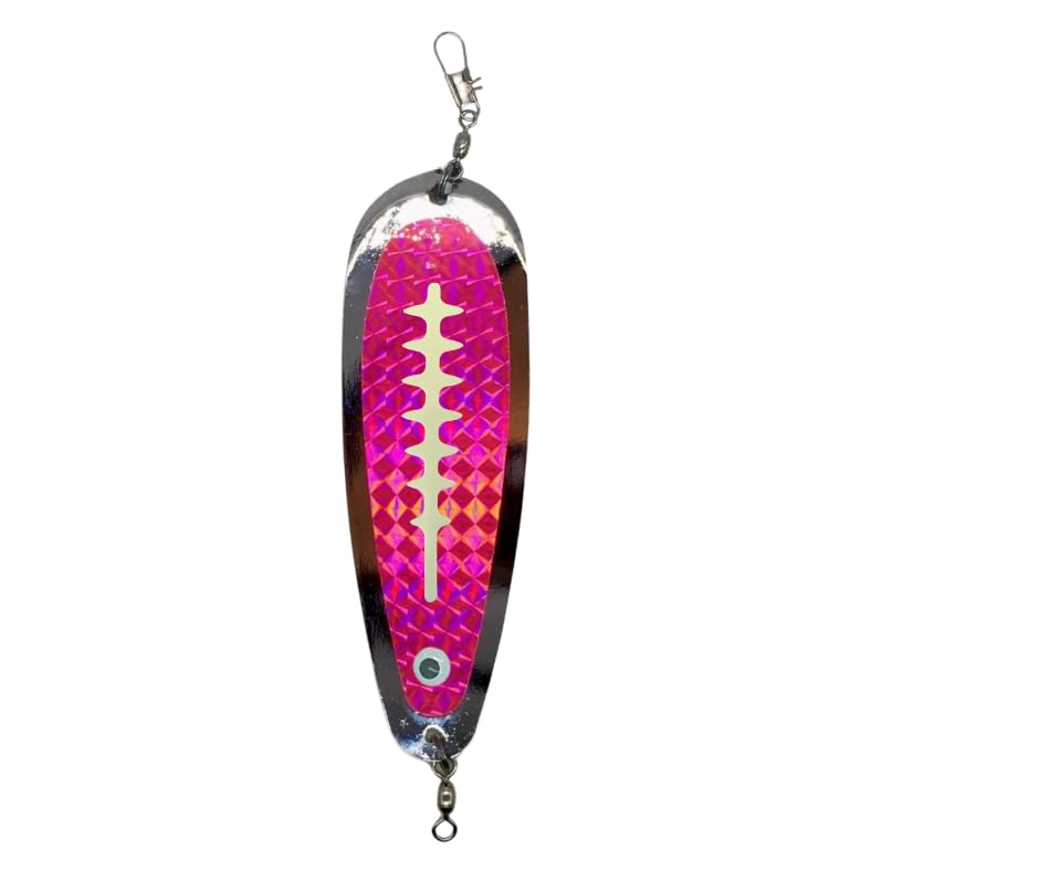 KOKOPROS Kokanee Salmon Luminous HyperGlow Teardrop Fishing Flashers – Chrome Plated Steel – Multicolor Designs with HyperGlow Stickers for Enhanced