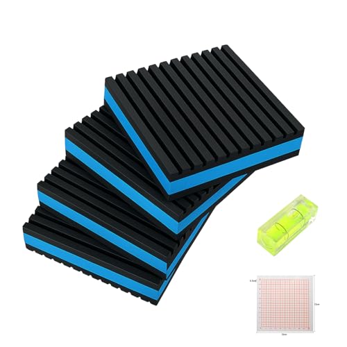 4P Anti Vibration Pads 4'' X 4'' X 7/8' Sound Isolation Ribbed Rubber Mats with EVA Center, Heavy...