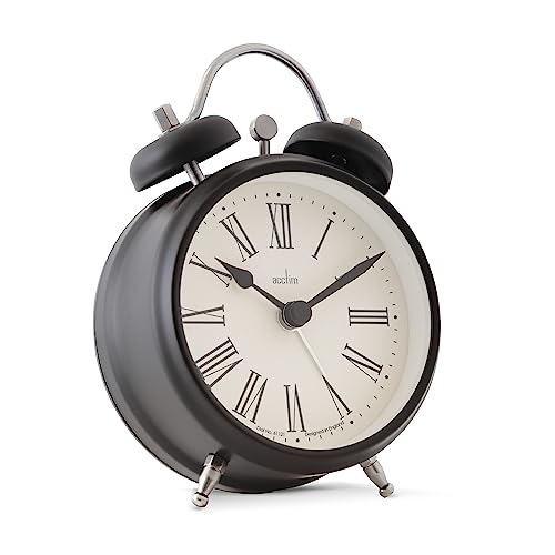 Acctim Shefford Analogue Faux Double Bell Small Alarm Clock (Black) - Image 3