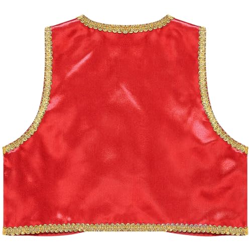 Boys Arabian Prince Tops Waistcoat Vest Kids Fairy Tale Dramas Stage Performance Fancy Dress Ups Red 12 Years2