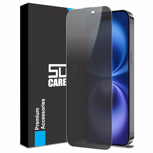 Image of SupCares Privacy Tempered Glass for iPhone 15 and iPhone 16 (6.1 Inch) With Installation Kit | Military-Grade Gorilla Screen Protector | Edge to Edge Coverage | Black